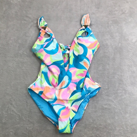 Becca Nostalgic Plunge One Piece Swim Suit Size Small New - Picture 1 of 9